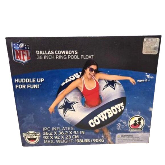 Dallas Cowboys Ring Pool Float - Inflates to 36.2 X 36.2 X 9.1 inch - Picture 1 of 4